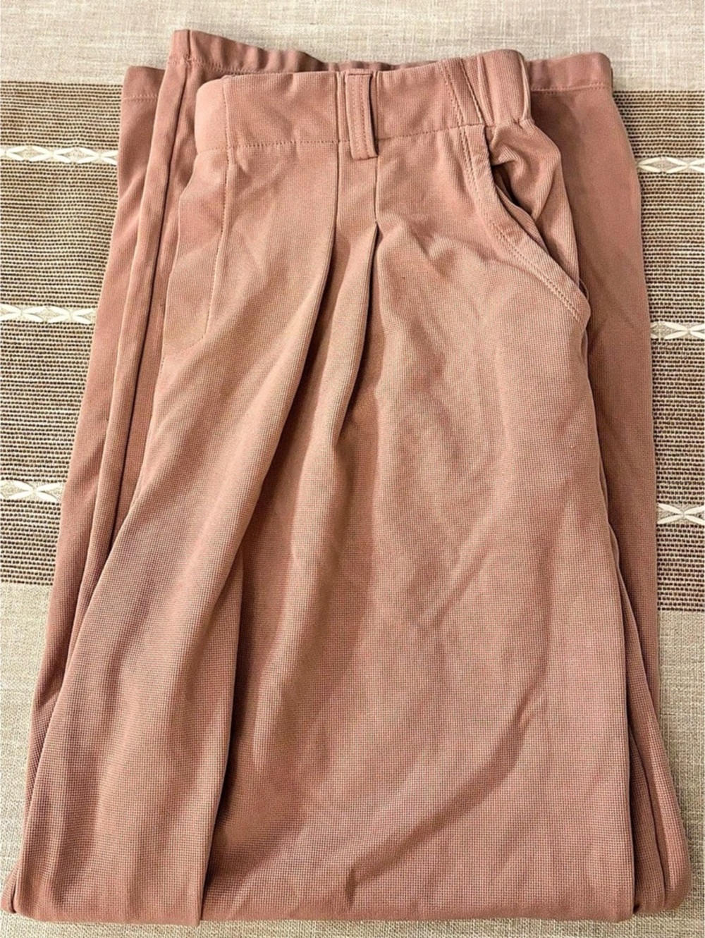 Halara Flex High Waisted Pocket Wide Leg Waffle Work Pants Pink XL